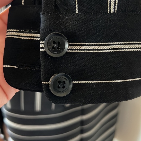 💕Karen Millen Blk/Cream Statement Sleeves Striped Dress M EUC - Picture 6 of 12